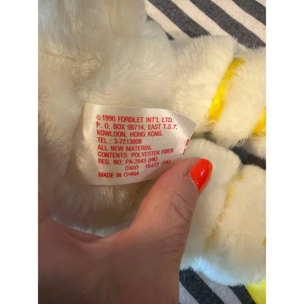 Vintage 1990‎ Fordlet Intl White Bunny Rabbit Plush Yellow Satin Shoes 14 Inch